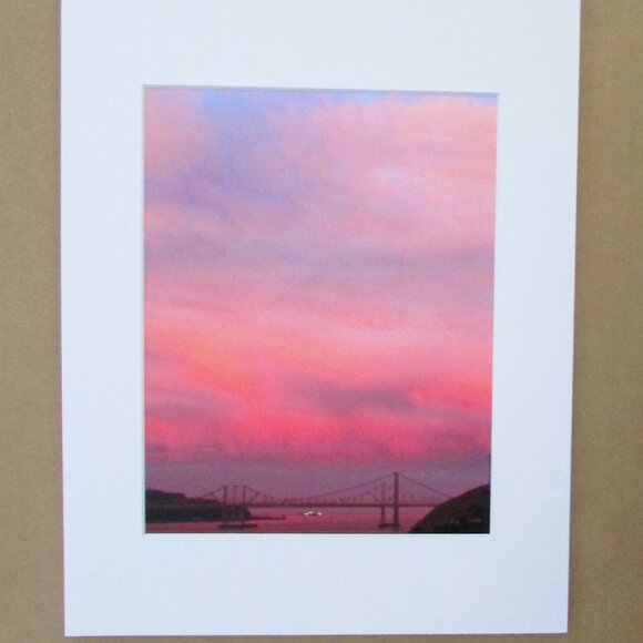 NWT Photography Print Matted - Carquinez Bridge Pink Sunset 11"x14" - Picture 2 of 2